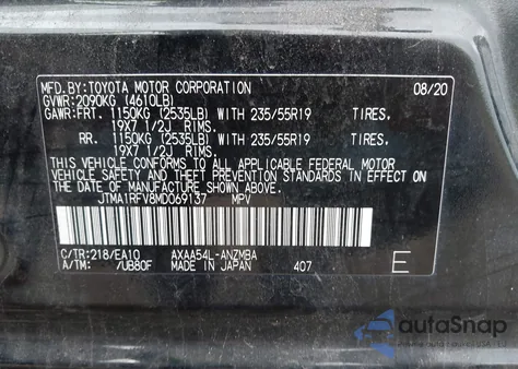 2021 Toyota Rav4 Xle Premium from USA, damaged, VIN JTMA1RFV8MD069137